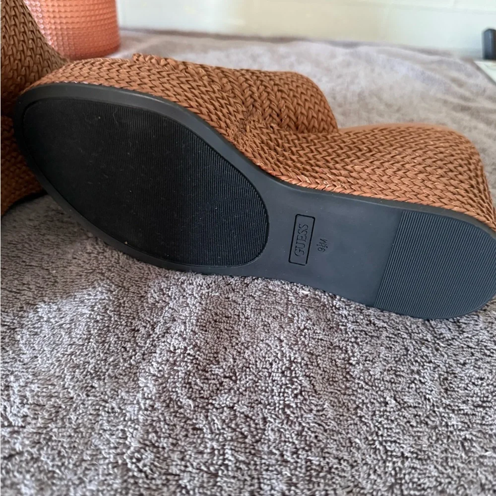 Guess Brown Woven Platform Wedge Slides - Picture 5 of 5